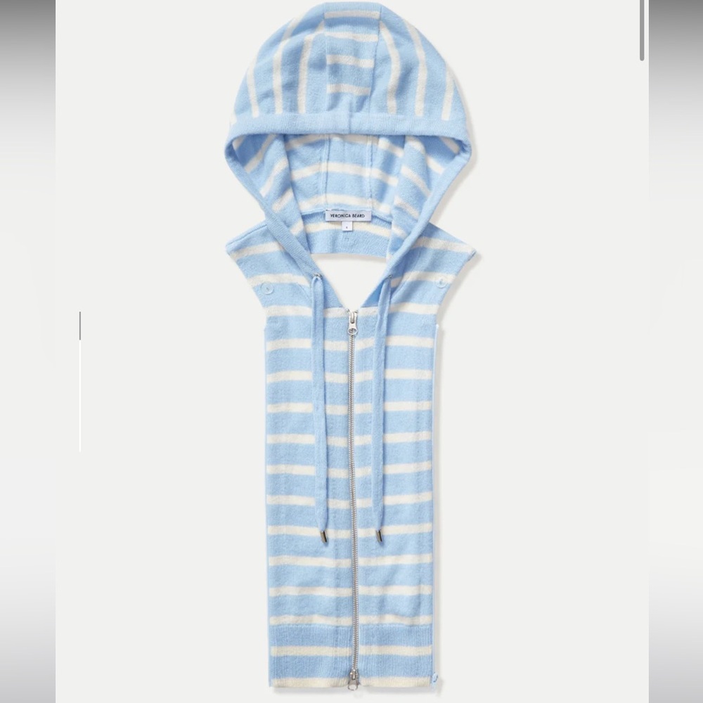 Veronica beard Dickey insert blue striped cashmere nwt 00-14 / one size - Picture 3 of 8